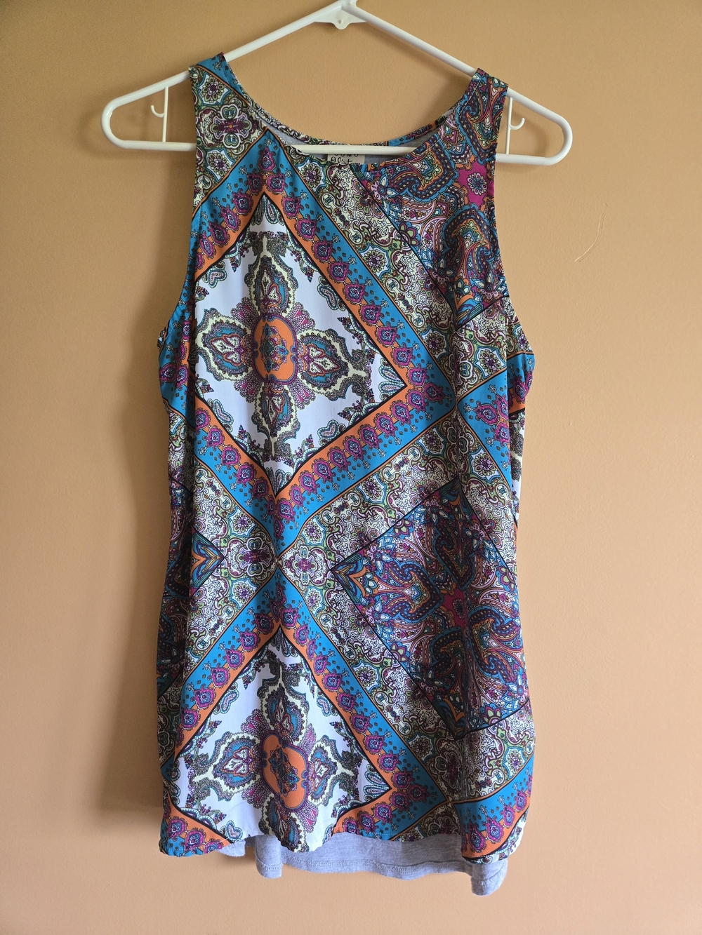 Como Vintage Sleeveless Boho Paisley Print Tank Top PTP=18"